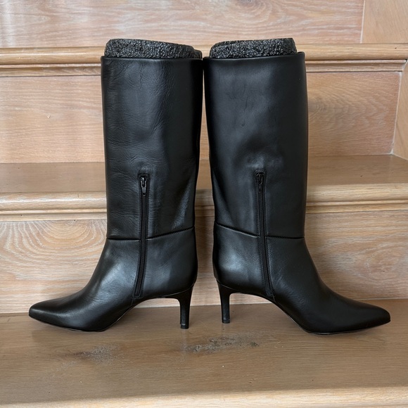 Inez Black Leather Heeled Boots NWT 7.5 - Picture 2 of 9